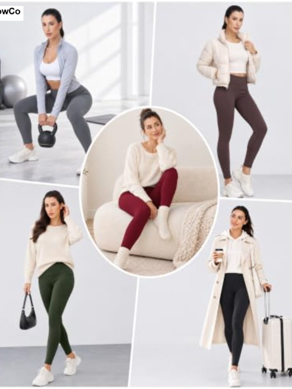 Fleece Lined Leggings High Waist Tummy Control Side Pockets Thermal - Picture 4 of 6